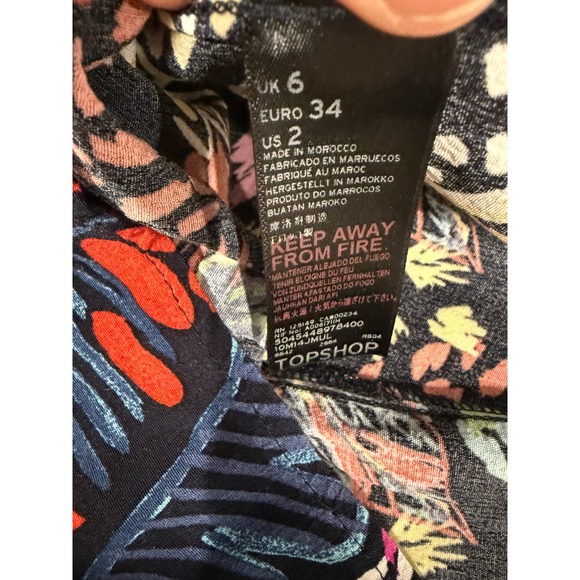 Topshop Tropical Jungle Print Summer Vacation Slip Mini‎ Dress- US Size 2 - Picture 6 of 8